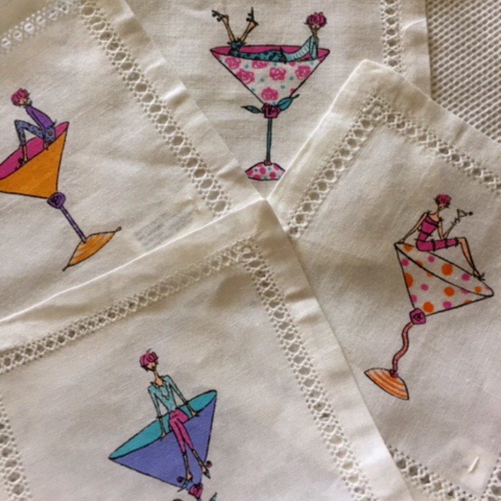 Set of 4 Linen Cocktail Napkins